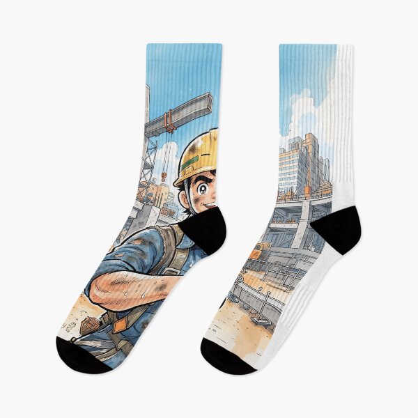 Item preview, Smiling Construction Worker Anime Style designed and sold by Home Decor Art.