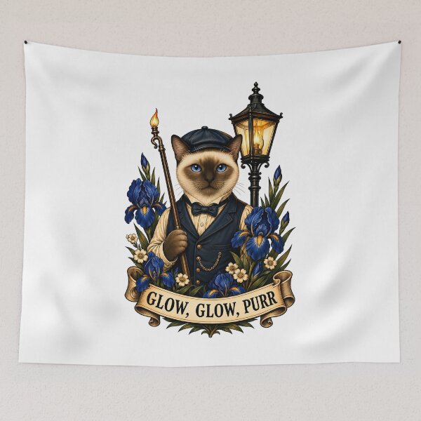 Item preview, Glow Glow Purr Siamese Lamplighter Art designed and sold by Old's Cool Cat Studio.