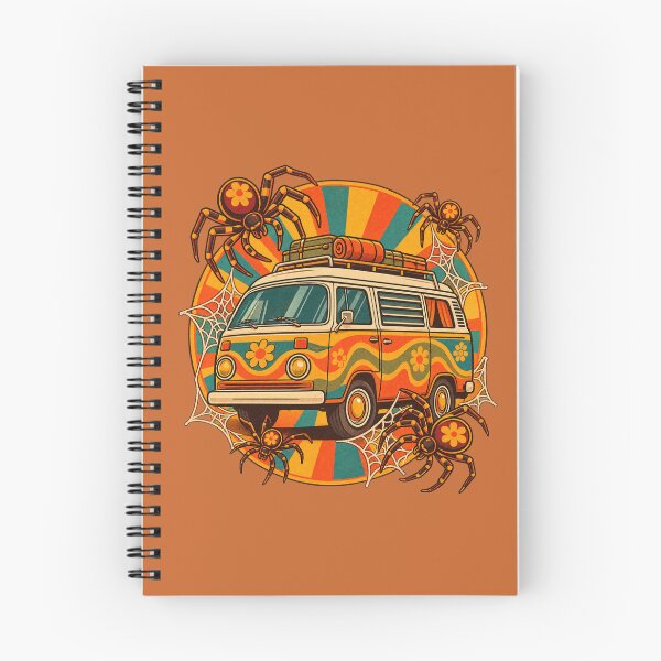 Item preview, Retro 1970s Sunburst Spider Camper Van Art – Groovy Halloween Print designed and sold by MagicMakerPh.