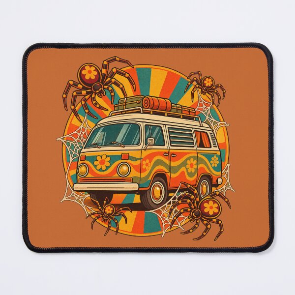 Item preview, Retro 1970s Sunburst Spider Camper Van Art – Groovy Halloween Print designed and sold by MagicMakerPh.