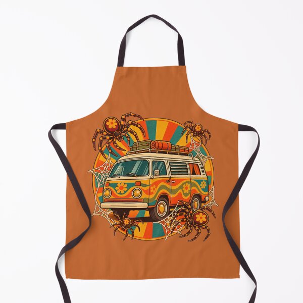Item preview, Retro 1970s Sunburst Spider Camper Van Art – Groovy Halloween Print designed and sold by MagicMakerPh.