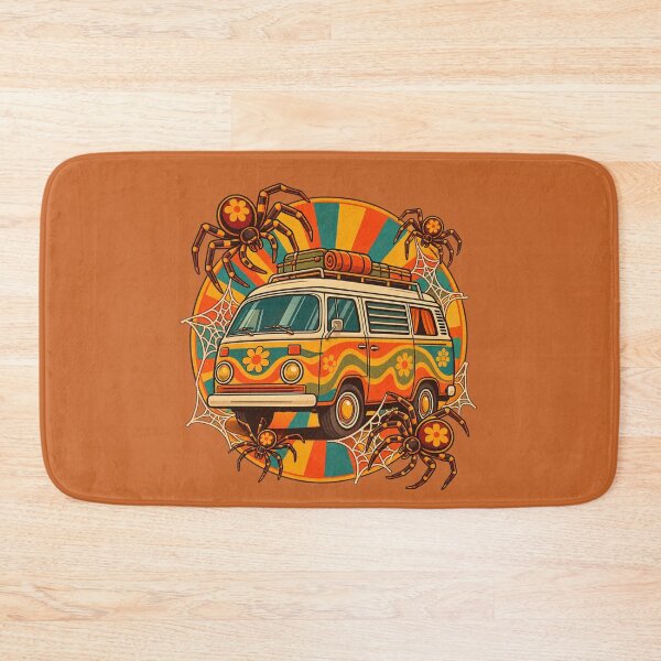 Item preview, Retro 1970s Sunburst Spider Camper Van Art – Groovy Halloween Print designed and sold by MagicMakerPh.