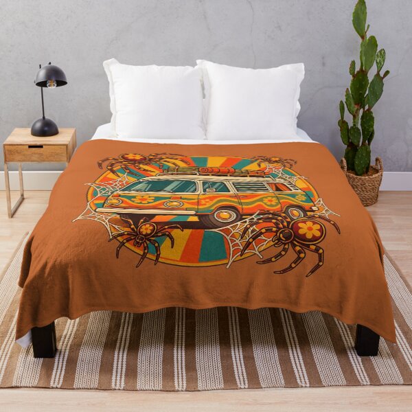 Item preview, Retro 1970s Sunburst Spider Camper Van Art – Groovy Halloween Print designed and sold by MagicMakerPh.