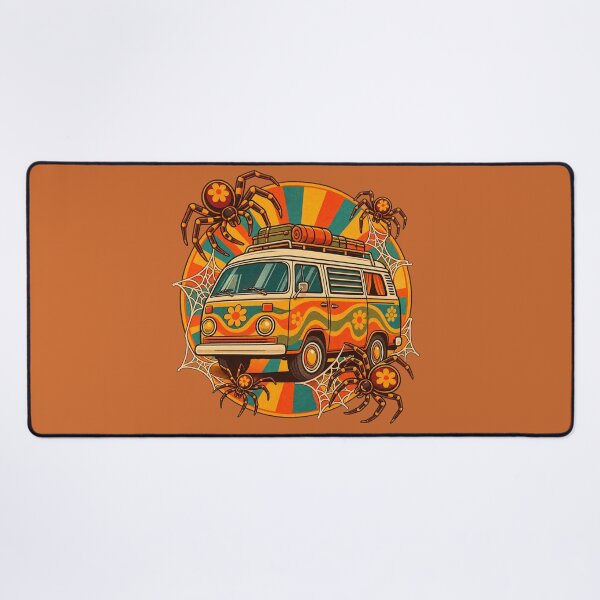 Item preview, Retro 1970s Sunburst Spider Camper Van Art – Groovy Halloween Print designed and sold by MagicMakerPh.