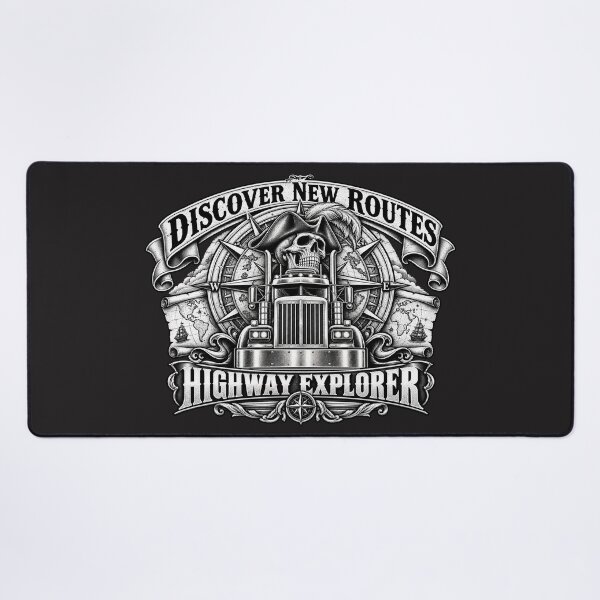 Item preview, Discover New Routes | Highway Explorer | Skeleton Captain Semi Truck Art designed and sold by NomadForge.