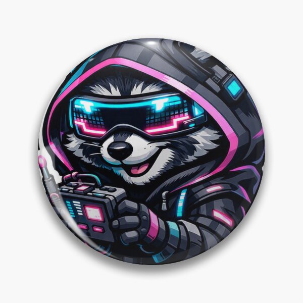 Item preview, Cyberpunk Gaming Raccoon Sticker - Neon Sci-Fi Tech Trash Panda Decal designed and sold by CyberPaws Art.