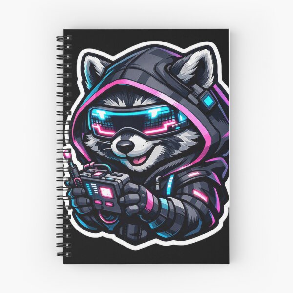 Item preview, Cyberpunk Gaming Raccoon Sticker - Neon Sci-Fi Tech Trash Panda Decal designed and sold by CyberPaws Art.