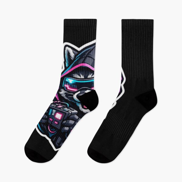 Item preview, Cyberpunk Gaming Raccoon Sticker - Neon Sci-Fi Tech Trash Panda Decal designed and sold by CyberPaws Art.