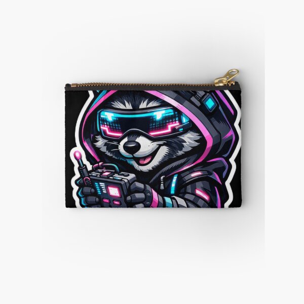 Item preview, Cyberpunk Gaming Raccoon Sticker - Neon Sci-Fi Tech Trash Panda Decal designed and sold by CyberPaws Art.