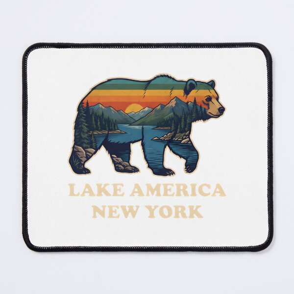 Item preview, Colorful Bear Illustration with Lake and New York Theme designed and sold by shahroozj.