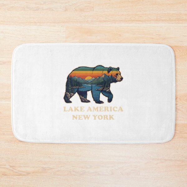 Item preview, Colorful Bear Illustration with Lake and New York Theme designed and sold by shahroozj.