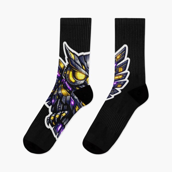Item preview, Cyberpunk Mecha Owl Sticker - Neon Gold & Purple Sci-Fi Bird Decal designed and sold by CyberPaws Art.