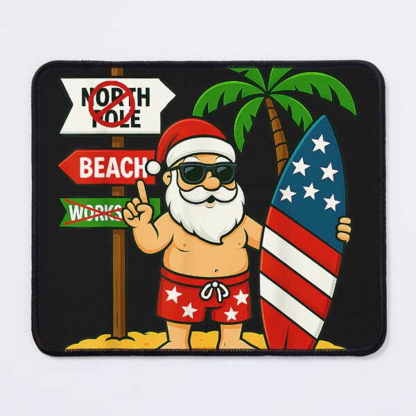 Item preview, Christmas In July Santa & Surfboard USA Flag 4th Of July designed and sold by vetr772.