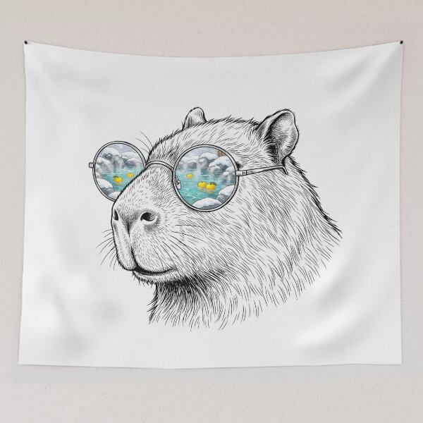 Item preview, Capybara Hot Spring Yuzu Sunglasses Reflection designed and sold by Bad-Decisions-Designs.