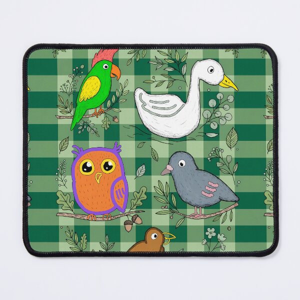 Item preview, Cute Bird pattern on Green plaid/checked Pattern designed and sold by REDCLASH2002.