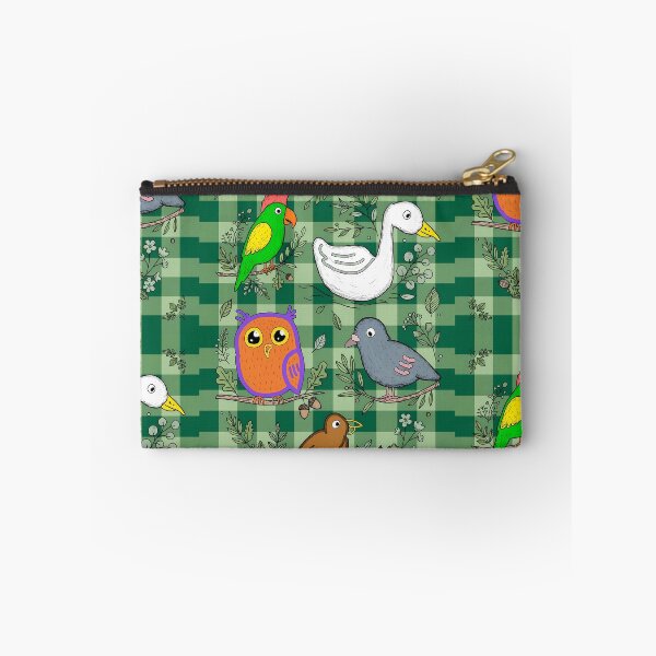 Item preview, Cute Bird pattern on Green plaid/checked Pattern designed and sold by REDCLASH2002.