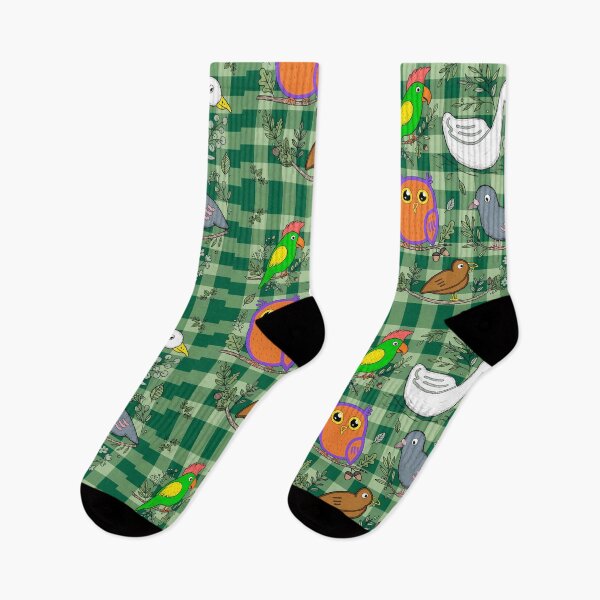Item preview, Cute Bird pattern on Green plaid/checked Pattern designed and sold by REDCLASH2002.