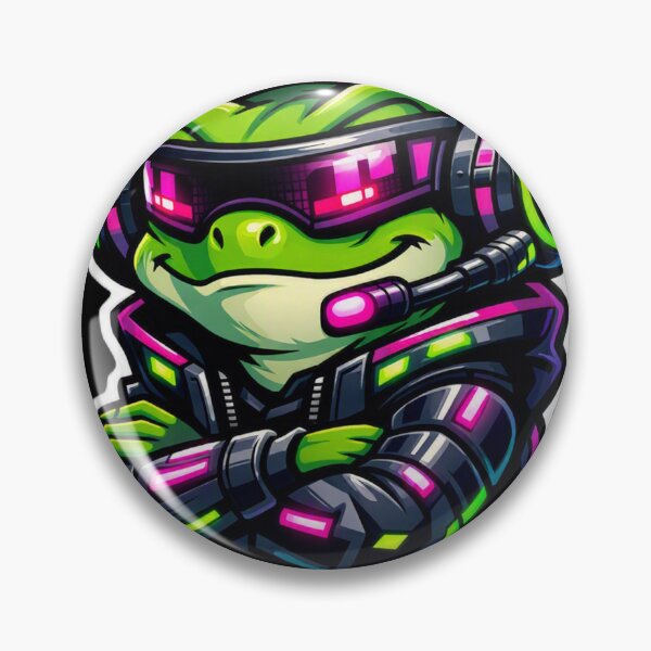 Item preview, Cyberpunk Gaming Frog Sticker - Neon Sci-Fi Tech Toad Decal designed and sold by CyberPaws Art.