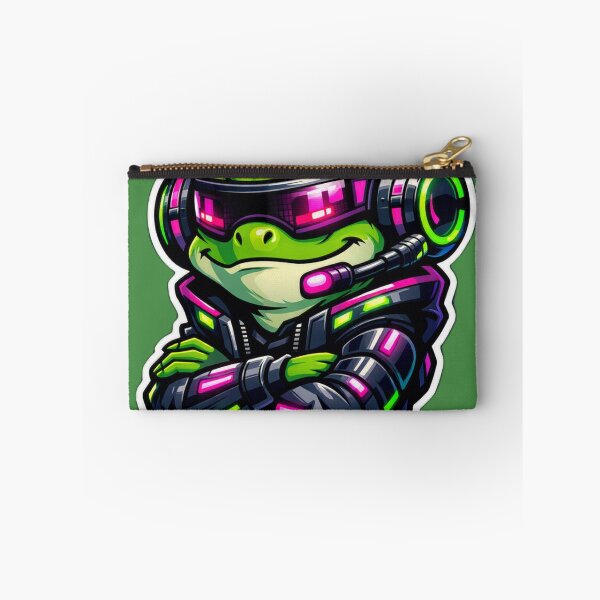 Item preview, Cyberpunk Gaming Frog Sticker - Neon Sci-Fi Tech Toad Decal designed and sold by CyberPaws Art.
