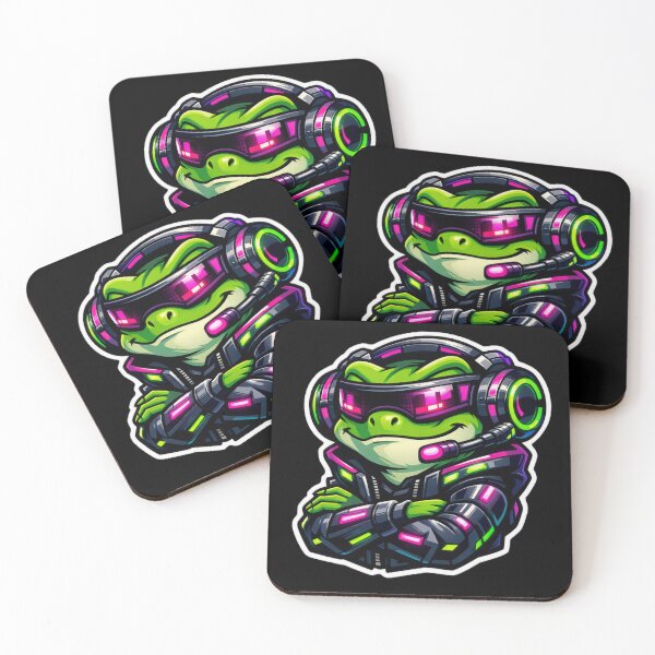 Item preview, Cyberpunk Gaming Frog Sticker - Neon Sci-Fi Tech Toad Decal designed and sold by CyberPaws Art.