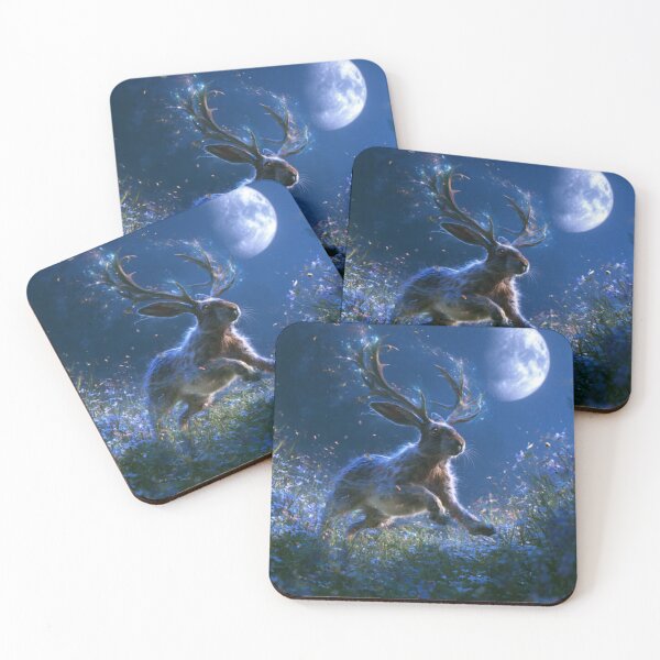 Item preview, A Jackalope sprinting through moonlit wildflower meadows, Fantasy & Mythological Creatures designed and sold by CDC40.