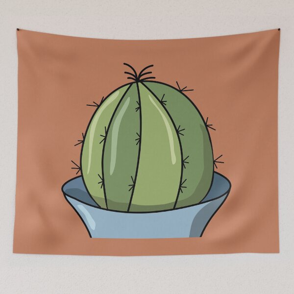 Item preview, Minimalist Barrel Cactus Potted Plant Desert Flora Illustration designed and sold by Plookiss.