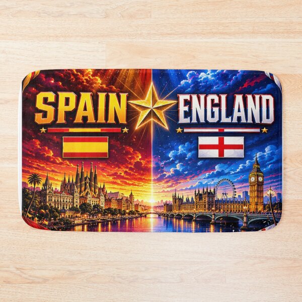 Item preview, Barcelona to London Architectural Horizon Print / england Spain fan celebration art  designed and sold by Nexus Space.
