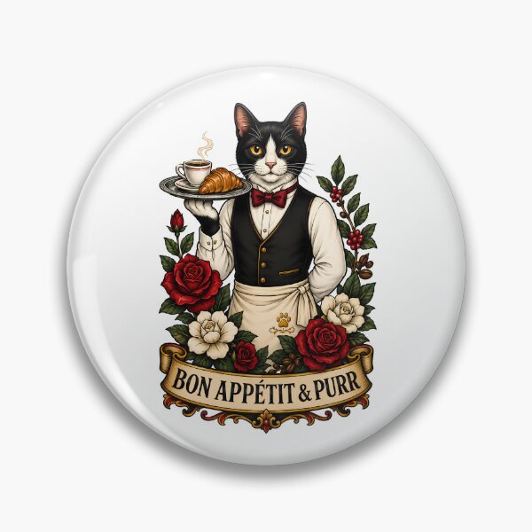Item preview, Bon Appetit Purr French Waiter Cat Art designed and sold by Old's Cool Cat Studio.
