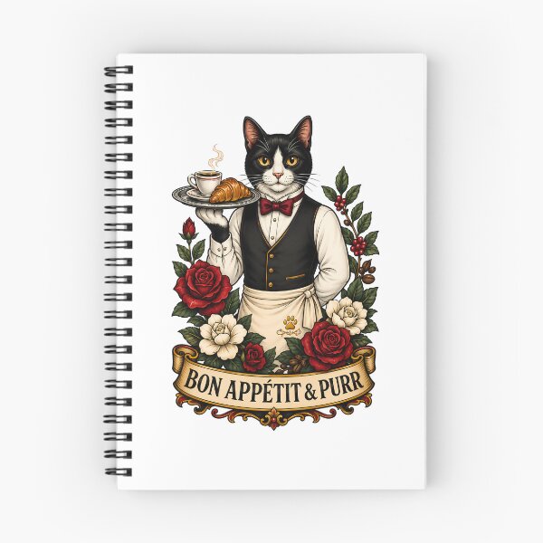Item preview, Bon Appetit Purr French Waiter Cat Art designed and sold by Old's Cool Cat Studio.