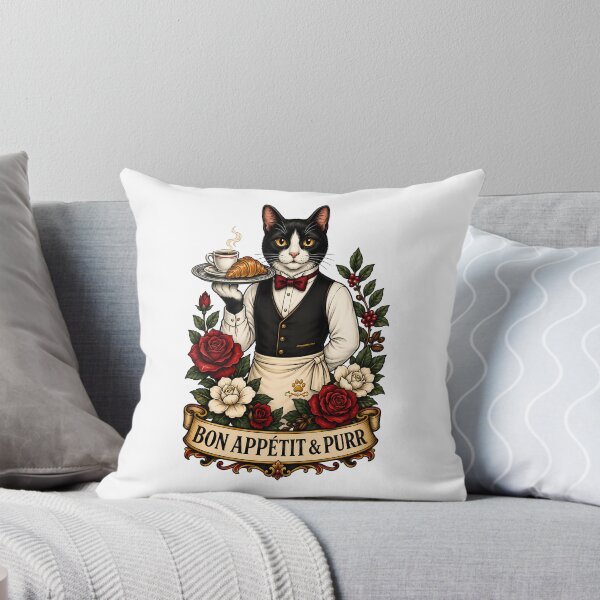 Item preview, Bon Appetit Purr French Waiter Cat Art designed and sold by Old's Cool Cat Studio.