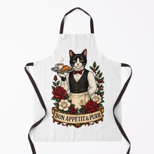 Item preview, Bon Appetit Purr French Waiter Cat Art designed and sold by Old's Cool Cat Studio.