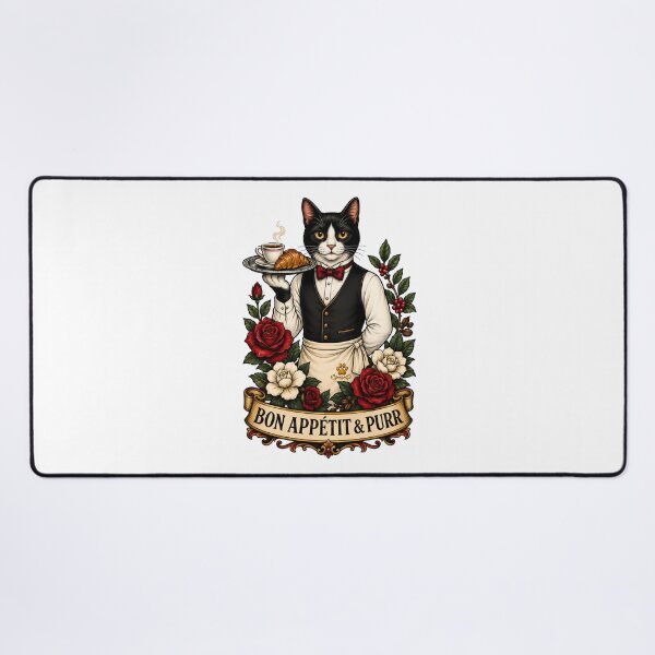 Item preview, Bon Appetit Purr French Waiter Cat Art designed and sold by Old's Cool Cat Studio.