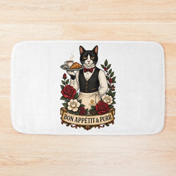 Item preview, Bon Appetit Purr French Waiter Cat Art designed and sold by Old's Cool Cat Studio.