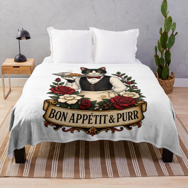 Item preview, Bon Appetit Purr French Waiter Cat Art designed and sold by Old's Cool Cat Studio.