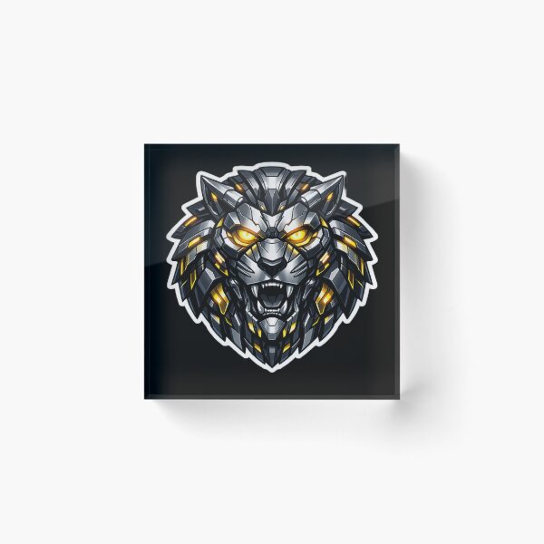 Item preview, Cyberpunk Mecha Lion Sticker - Neon Gold Robotic Sci-Fi Decal designed and sold by CyberPaws Art.