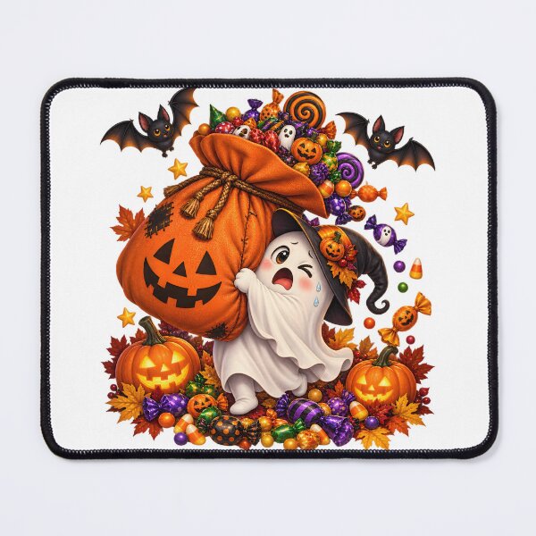 Item preview, Tiny Ghost, Huge Candy Haul – Halloween Fun designed and sold by Clothes With Smiling Animals Walt Gral.