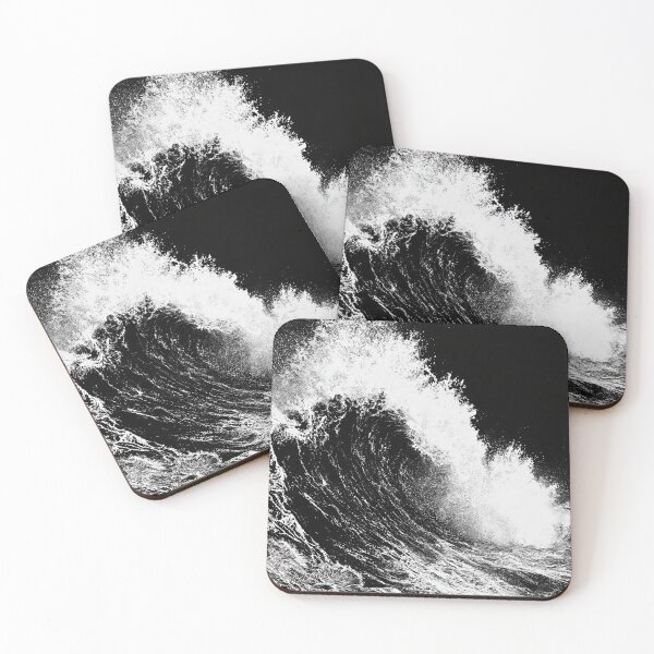 Item preview, Black and White Ocean Wave - Dramatic Crashing Wave Surfer Art designed and sold by PharaonicArtist.