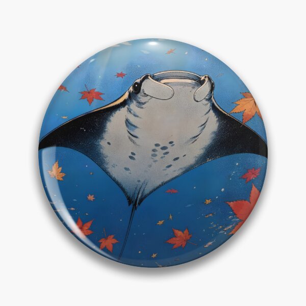 Item preview, Japanese Ukiyo-e Manta Ray Ocean Art with Autumn Maple Leaves designed and sold by mijaczeek.