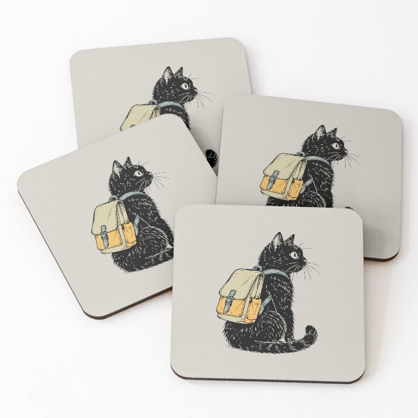 Item preview, Cute Black Cat Wearing Vintage Adventure Backpack T-Shirt designed and sold by awesome-loob.