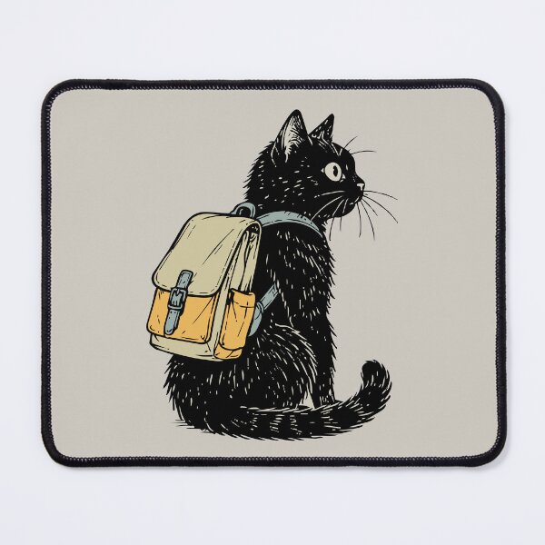 Item preview, Cute Black Cat Wearing Vintage Adventure Backpack T-Shirt designed and sold by awesome-loob.