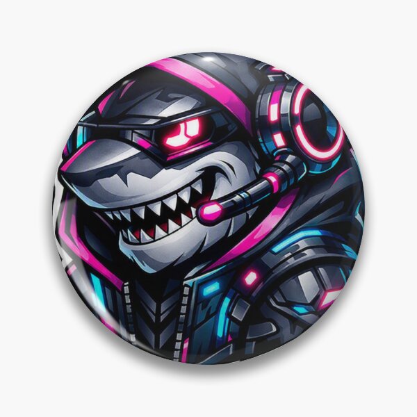 Item preview, Cyberpunk Gaming Shark Sticker - Neon Sci-Fi Tech Predator Decal designed and sold by CyberPaws Art.