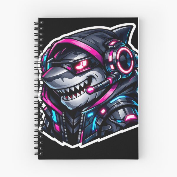 Item preview, Cyberpunk Gaming Shark Sticker - Neon Sci-Fi Tech Predator Decal designed and sold by CyberPaws Art.