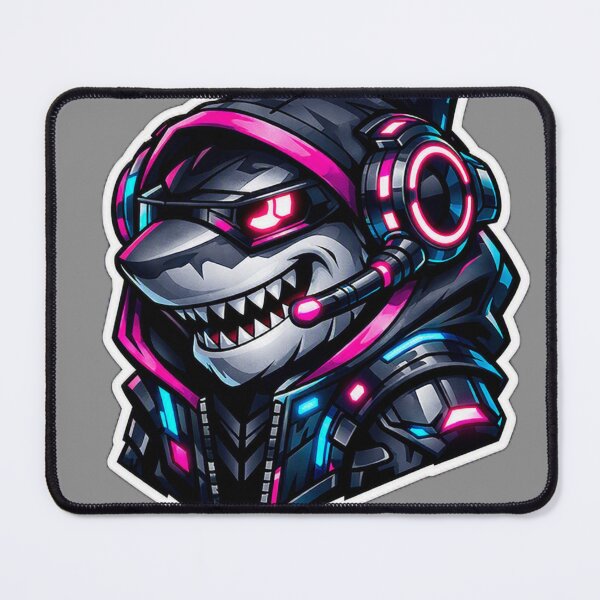 Item preview, Cyberpunk Gaming Shark Sticker - Neon Sci-Fi Tech Predator Decal designed and sold by CyberPaws Art.
