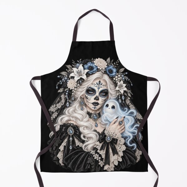 Item preview, Catrina with a Little Ghost – Spooky Cute Gothic Familiar designed and sold by Lichtisign.