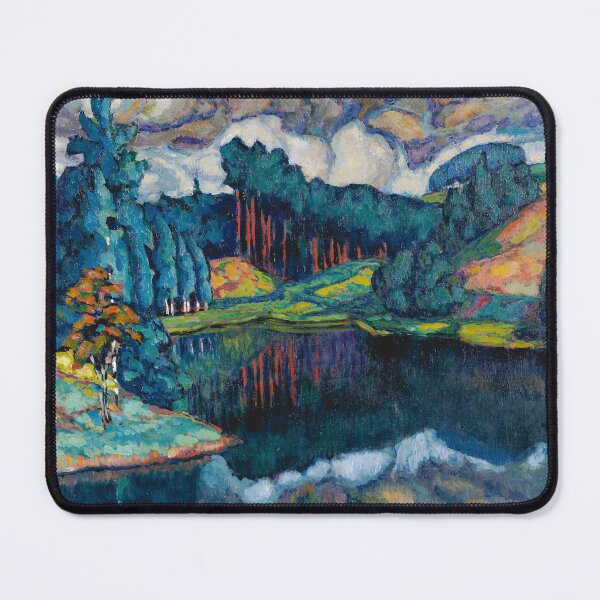 Item preview, Swirling mirrored clouds reflected lakeside in the wilderness landscape painting by Konrad Magi designed and sold by Jéanpaul Ferro.