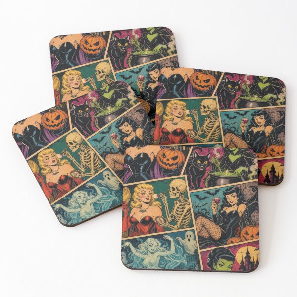 Item preview, Vintage Halloween comic collage of witches, monsters, and hauntings designed and sold by Mauswohn.