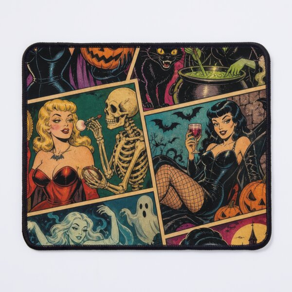 Item preview, Vintage Halloween comic collage of witches, monsters, and hauntings designed and sold by Mauswohn.