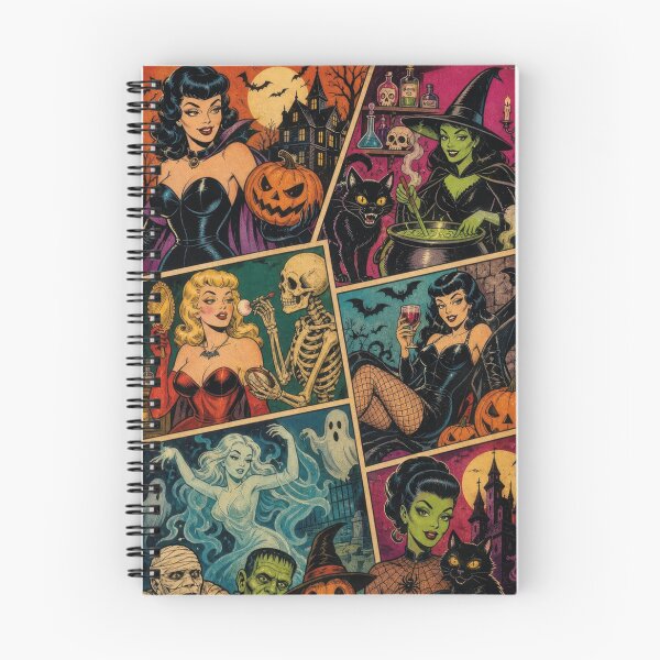 Item preview, Vintage Halloween comic collage of witches, monsters, and hauntings designed and sold by Mauswohn.