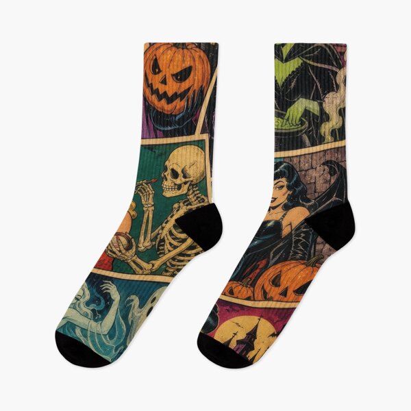 Item preview, Vintage Halloween comic collage of witches, monsters, and hauntings designed and sold by Mauswohn.