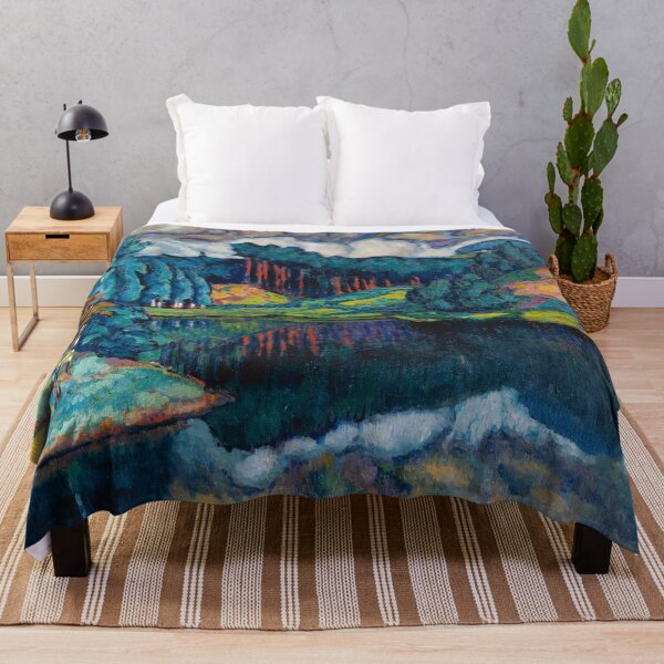 Item preview, Swirling mirrored clouds reflected lakeside in the wilderness landscape painting by Konrad Magi designed and sold by Jéanpaul Ferro.